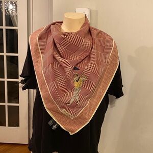 Vintage 70s Ralph Lauren Silk Square Scarf Golf unisex